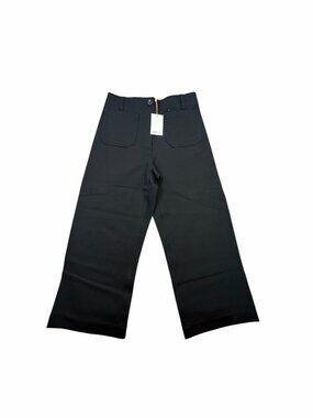 NWT Quince Ultra Stretch Ponte Cropped Wide Leg Pants Black Size 10